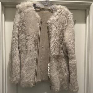 Women's shearling and suede Jacket in Cream